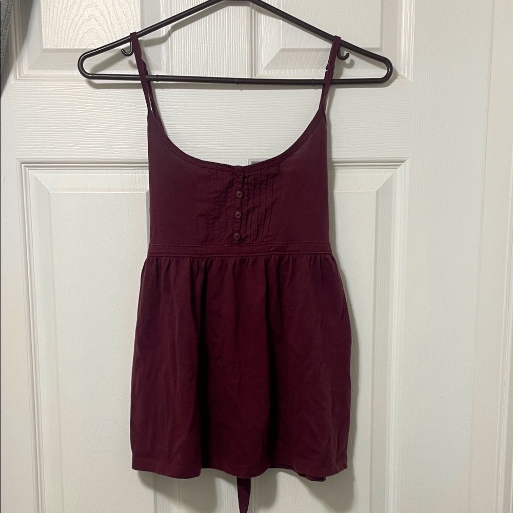 Hollister Burgundy Scoop Henley Babydoll tank top
